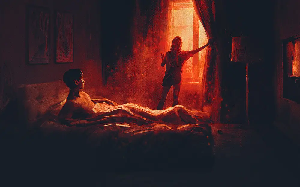 دختر و پسر در اتاق خواب و تماشای عملیات انتحاری قرمز